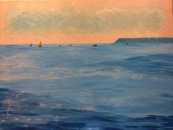 Peinture toile été mer océan cadre schilderij