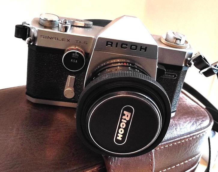 Appareil photo Ricoh Singlex TLS Vintage dans un étui cuir, TV, Hi-fi & Vidéo, Appareils photo analogiques, Utilisé, Reflex miroir