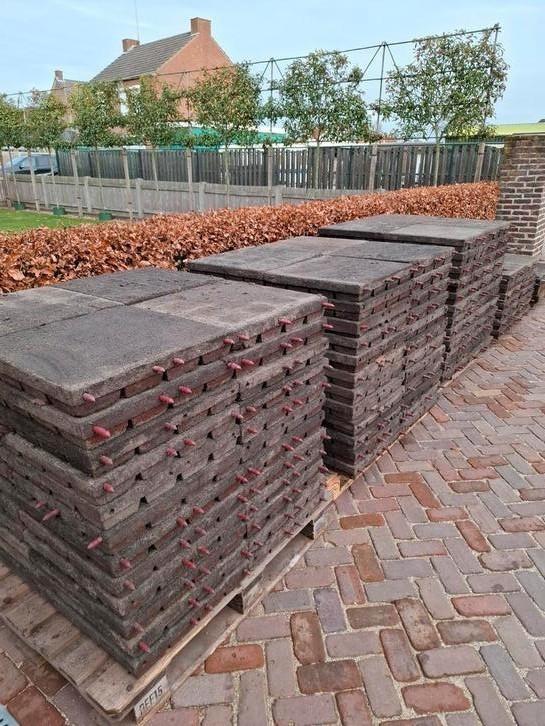 Rubberen tegels Paardenstallen Speeltoestellen, Tuin en Terras, Tegels en Klinkers, Gebruikt, Ophalen