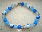 Armband van halfedelsteen in blauwtinten met dierenkralen, Handtassen en Accessoires, Armbanden, Met edelsteen, Nieuw, Elastiek