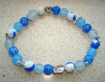Armband van halfedelsteen in blauwtinten met dierenkralen beschikbaar voor biedingen