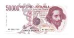 BILJET VAN 50.000 lira ITALIË „Bernini”, Verzenden, Italië, Los biljet