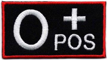 Bloedgroep O+ Positief stoffen opstrijk patch embleem, Envoi, Neuf