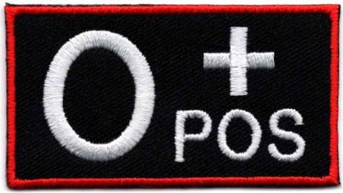 Bloedgroep O+ Positief stoffen opstrijk patch embleem, Motoren, Accessoires | Overige, Nieuw, Verzenden