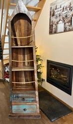 Meuble original etagère/ bar/demi-pirogue en bois exotique, Maison & Meubles, 25 à 50 cm, Utilisé, 50 à 100 cm, Avec tablette(s)
