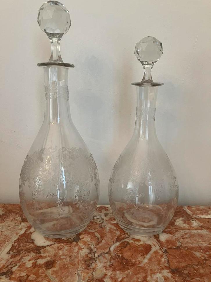 Duo de carafes en cristal Saint Louis début 20ème, Antiek en Kunst, Antiek | Glaswerk en Kristal, Ophalen of Verzenden