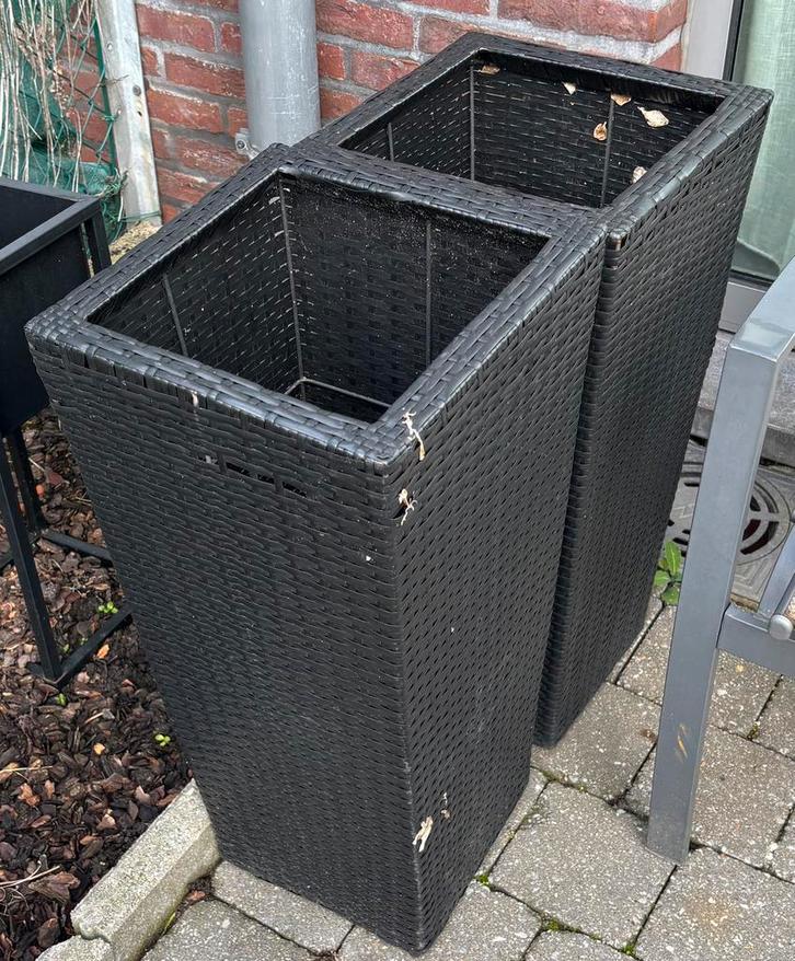 Kunststof geweven bloempotstaanders, Tuin en Terras, Bloembakken en Plantenbakken, Gebruikt, Kunststof, Balkon, Tuin, 60 cm of meer