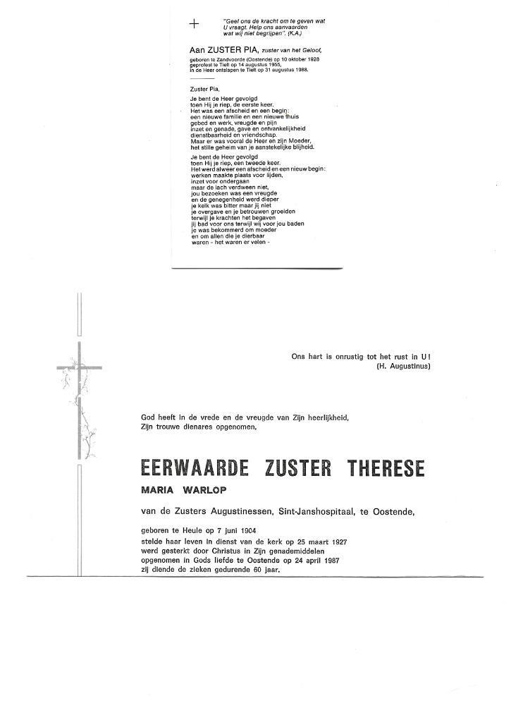Doods-/Bid-/Rouwprentje + Rouwbrief Eerwaarde Zusters., Verzamelen, Bidprentjes en Rouwkaarten, Ophalen of Verzenden