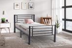 WK Bed Sammy 90x200cm grijs metaal + bodem nieuw + Levering, Ophalen of Verzenden, Nieuw, Matras
