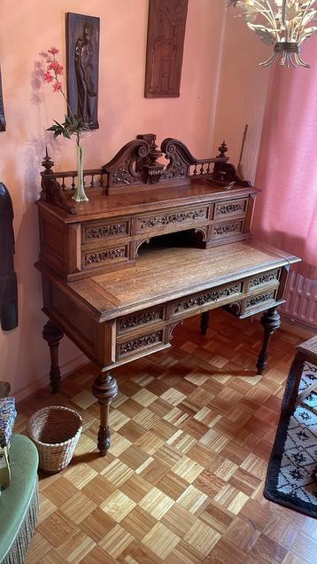 Ancien bureau, renaissance, finement sculpté, Enlèvement, Bureau