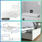 Eénpersoonsbed met opbergschuiven en lattenbodem, Huis en Inrichting, Slaapkamer | Bedden, Ophalen, Gebruikt, Eenpersoons, Wit