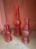 Set van 3 glazen kandelaars, Ophalen, Onbekend, Onbekend, Onbekend