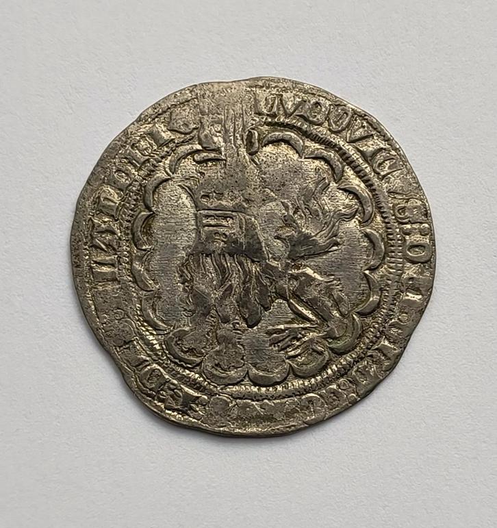 Zilveren munt - dubbele groot Lodewijk van Male, Postzegels en Munten, Munten | België, Losse munt, Zilver, Zilver, Ophalen of Verzenden