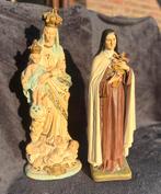 Twee polychrome heiligenbeelden, Antiek en Kunst, Ophalen of Verzenden