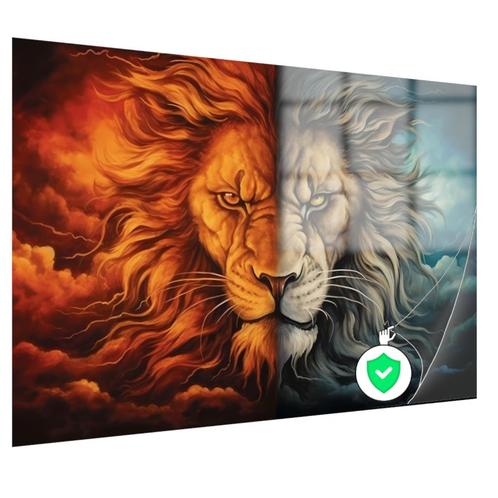 Lion feu et calme Poster 90x60cm brillant, Maison & Meubles, Accessoires pour la Maison | Peintures, Dessins & Photos, Neuf, Imprimé