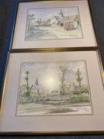 2 aquarellen, Kerkje Stene, R. Cordy, Antiek en Kunst, Ophalen