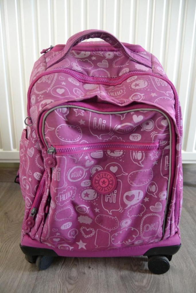 Boekentas Kipling trolley, Handtassen en Accessoires, Tassen | Schooltassen, Gebruikt, Aktetas of Boekentas, 50 cm of meer, Paars