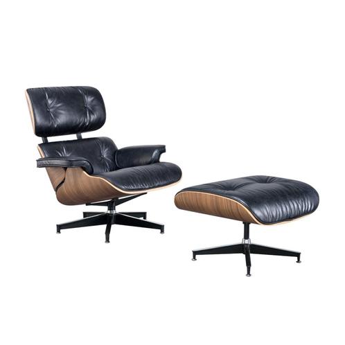 PRE SALE Eames Lounge Chair SET met Ottoman Premium, Maison & Meubles, Fauteuils, Neuf, Bois, Cuir, Métal, 50 à 75 cm, Moins de 75 cm