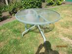 Ronde tuintafel aluminium/glas, Tuin en Terras, Tuintafels, Ophalen, Gebruikt, Rond, Aluminium