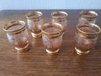 6 antieke glaasjes Booms glas met goudafwerking., Enlèvement ou Envoi