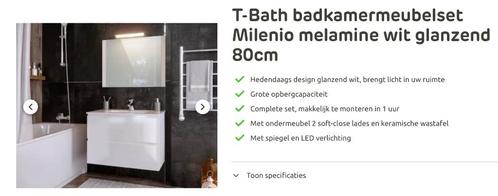 Badkamermeubel “ T Bath Milenio Wit “ nieuw aan 229€, Maison & Meubles, Salle de bain | Meubles de Salle de bain, Neuf, Armoire à miroir