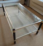 Woonkamertafel - glazen bladen - mahoniehouten poten, Huis en Inrichting, Tafels | Salontafels, Ophalen, 50 tot 100 cm, 50 tot 75 cm