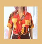 Vibrant 90s vintage sunset scarf-print blouse (size S/M), Ophalen of Verzenden, Zo goed als nieuw, Vintage, Maat 36 (S)