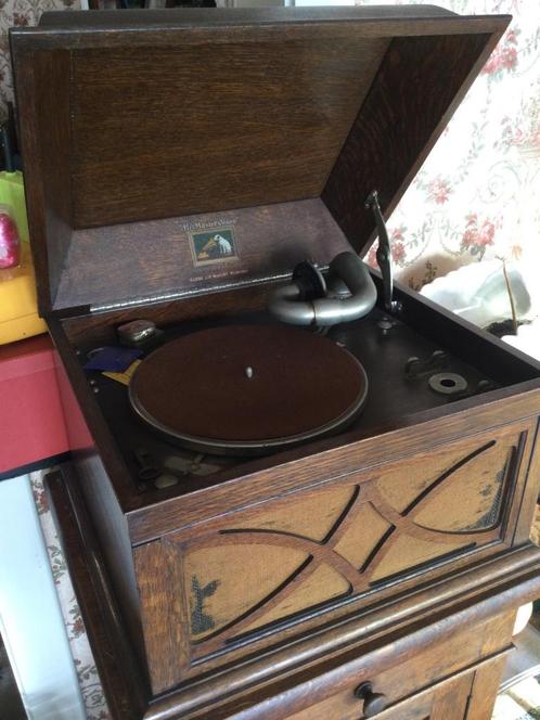 Gramophone His Masters Voice & meuble assorti, Antiek en Kunst, Antiek | Tv's en Audio, Ophalen