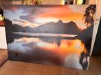 Canvas panorama meer zonsondergang, Ophalen