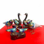 CLOISONNÉ EMAILLE  zwaantjes vogels  1912-1949, Verzamelen, Ophalen of Verzenden, Woondecoratie Geëmailleerde vintage vogels en zwaantjes