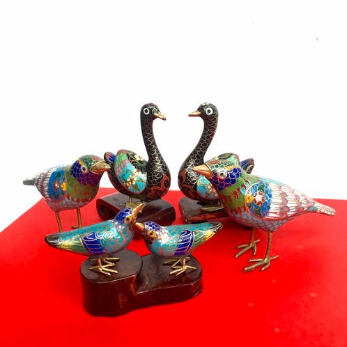 Chinese beeldjes Cloisonne zwaantjes vogels  1912-1949, Verzamelen, Overige Verzamelen, Zo goed als nieuw, Ophalen of Verzenden