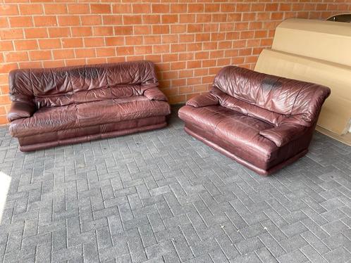 Leder salon. 3-2 zit / goede staat, Huis en Inrichting, Zetels | Zetels, Gebruikt, Leer, Ophalen