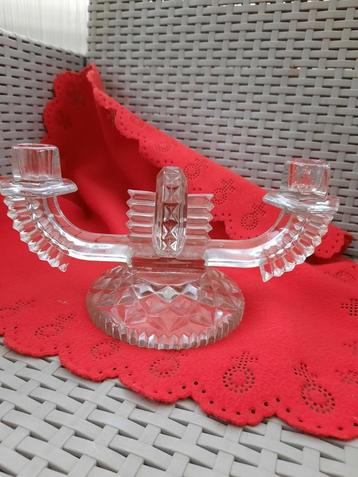 Art deco kandelaar kaarsTsjechië glas vintage antiek beschikbaar voor biedingen