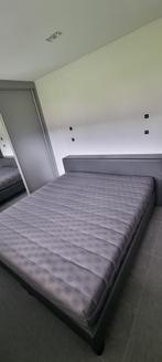 Lit double INDIGO avec tête de lit en similicuir gris, Maison & Meubles, Chambre à coucher | Lits, Deux personnes, 180 cm, Modern