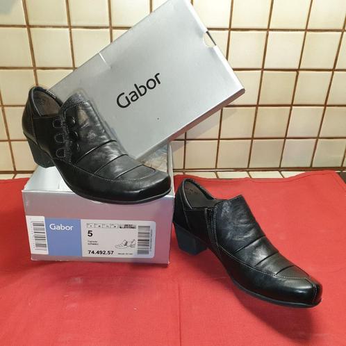 PAAR NIEUWE ZWARTE LEDEREN DAMESSCHOENEN “GABOR”, Kleding | Dames, Schoenen, Nieuw, Lage of Enkellaarzen, Zwart, Verzenden