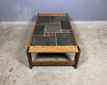 Wenge salontafel leisteen brutalist mid century