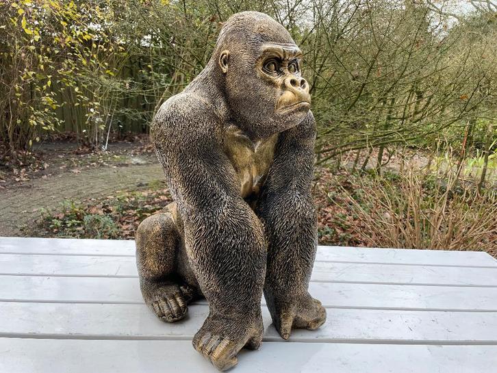 Beeld aap, gorilla, tuin, zwembad, vijver 70cm, Tuin en Terras, Tuinbeelden, Nieuw, Dierenbeeld, Kunststof, Ophalen