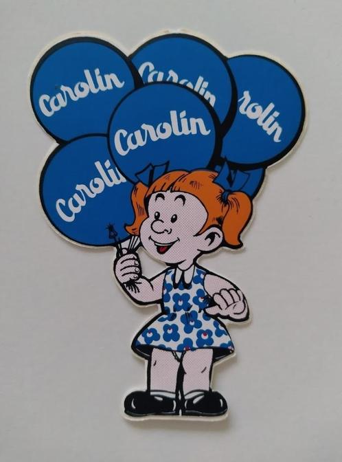 Vintage Sticker - Meisje blauwe ballonnen - Carolin, Verzamelen, Stickers, Nieuw, Bedrijf of Vereniging, Ophalen of Verzenden