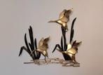 Vintage wanddecoratie sculptuur vogels messing 1960, Antiek en Kunst, Ophalen