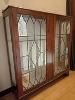 Engelse vitrinekast met loodglas, Huis en Inrichting, Ophalen, Gebruikt, Glas