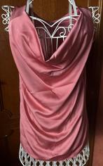 Glanzende roze+groen top met loshangend stof op decolleté M, Kleding | Dames, Topjes, Maat 38/40 (M), Nieuw, Roma, Ophalen of Verzenden
