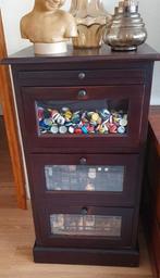 Dressoir/secretaresse met 3 glazen laden in teakhout., Huis en Inrichting, Ophalen, Zo goed als nieuw, Teakhout
