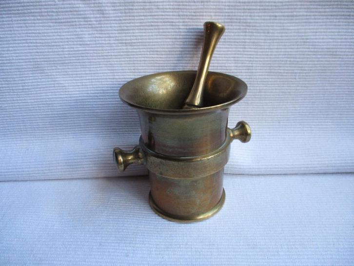 Sublime "Mortier avec son pilon" en bronze doré, Antiquités & Art, Antiquités | Bronze & Cuivre, Bronze, Enlèvement ou Envoi