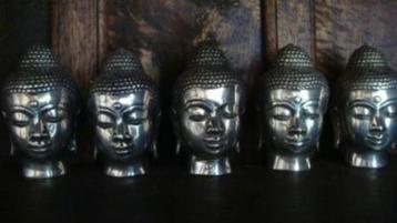 Boeddha hoofdje van silverplated brons beschikbaar voor biedingen