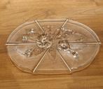 Vintage serveerschaal Walther glas bloemmotief, Ophalen