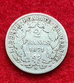 Muntencollectie - 2 munten van Franse frank 1870 - 1871, Antiek en Kunst, Antiek | Zilver en Goud, Ophalen of Verzenden, Zilver