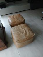 lederen poef, Huis en Inrichting, Zetels | Voetbanken en poefs, Ophalen, Gebruikt, Leer, 50 tot 75 cm