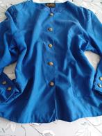 Blauw zijden Jasje M40 Emilia, Kleding | Dames, Jasjes, Kostuums en Pakken, Maat 38/40 (M), Zo goed als nieuw, Jasje, Emilia