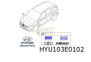Hyundai embleem tekst "48V" op voorscherm Rechts Origineel! 