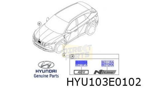 Hyundai embleem tekst "48V" op voorscherm Rechts Origineel!, Auto-onderdelen, Carrosserie, Spatbord, Hyundai, Nieuw, Ophalen of Verzenden